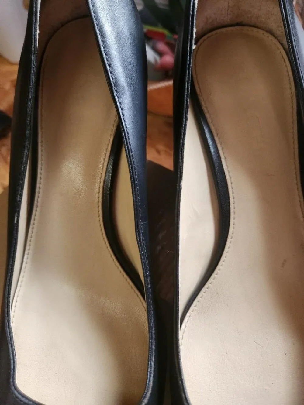 Womens Coach Black Leather Peep Toe Wedge Heels with Gold Badge Sz 9B MSRP $298